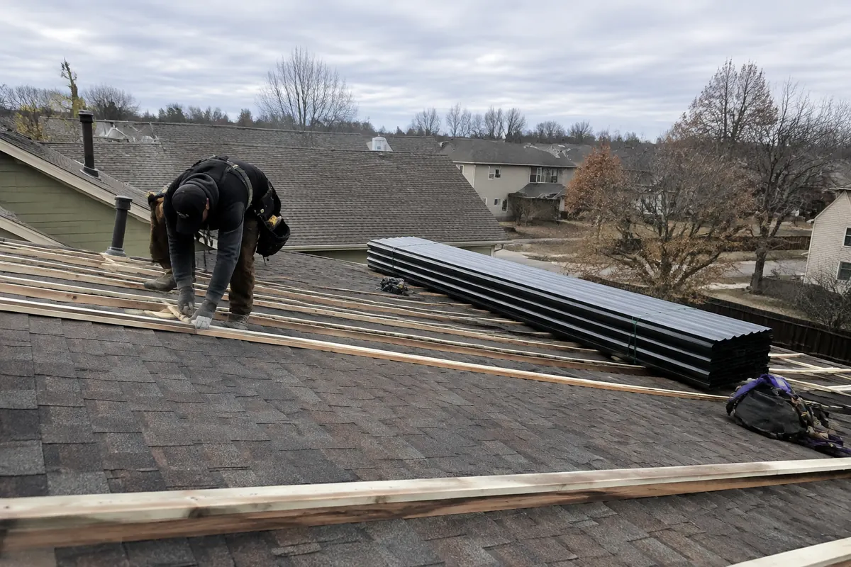 Metal Roofing Over Existing Shingles underway on a property in Boise, ID