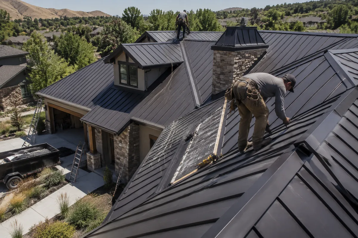 Metal roof installation on a property in Eagle, ID