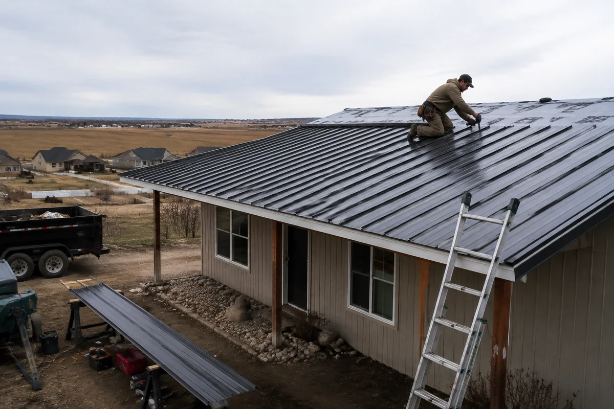 Metal roof installation on a property in Nampa, ID